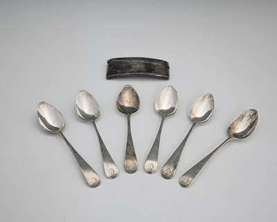 Lot 415 - A matched set of six George III silver Old...