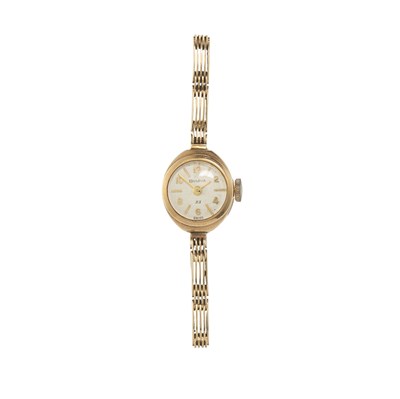 Lot 221 - Bulova, a 9ct gold manual wind 23 bracelet watch