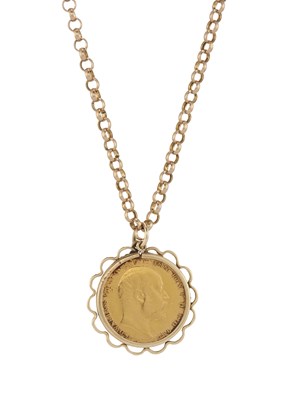 Lot 200 - Edward VII, a gold full sovereign coin pendant