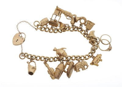 Lot 50 - A 9ct gold charm bracelet