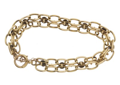 Lot 9 - An early 20th century 15ct gold fancy-link bracelet