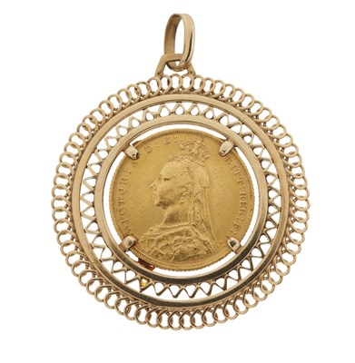 Lot 189 - Victoria, a gold full sovereign coin pendant