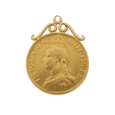 Lot 203 - Victoria, a gold two pounds sovereign coin pendant