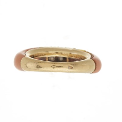 Lot 77 - Van Cleef & Arpels, a vintage 18ct gold coral and diamond Philippine ring