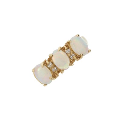 Lot 185 - A 14ct gold opal and diamond dress ring