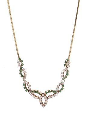 Lot 162 - An 18ct gold emerald and diamond necklace