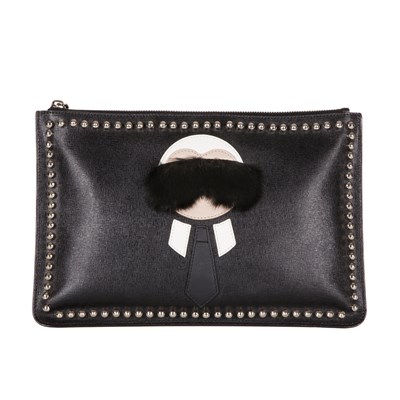 Lot 346 - Fendi, a Karlito clutch, crafted from black...