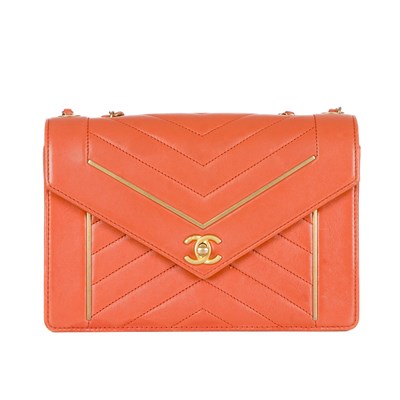 Lot 328 - Chanel, a Reversed Chevron Envelope Flap handbag