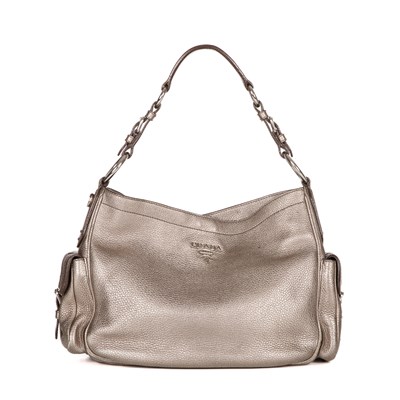 Lot 434 - Prada, a metallic Prada Vitello Daino Side...