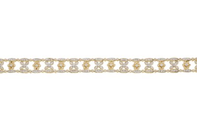 Lot 43 - An 18ct gold diamond floral cluster bracelet