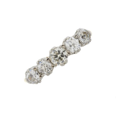 Lot 140 - A mid 20th century 18ct gold and platinum, diamond five-stone ring