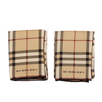 Lot 283 - Burberry, two Nova Check silk handkerchiefs,...