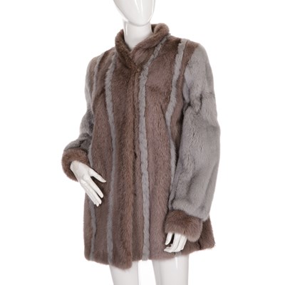 Lot 464 - A two-tone sapphire and silverblue mink jacket,...