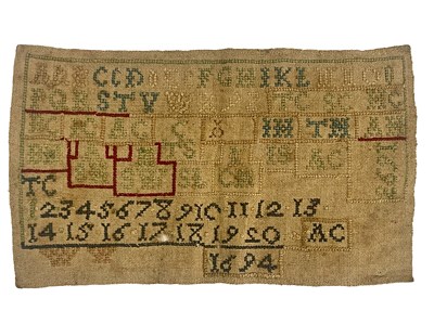 Lot 281 - A 17th century William and Mary sampler, dated...