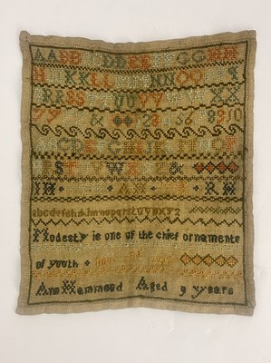 Lot 276 - A George III sampler, by Ann Hammond, aged 9,...