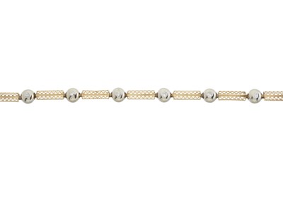 Lot 171 - A 9ct bi-colour gold diamond accent bracelet