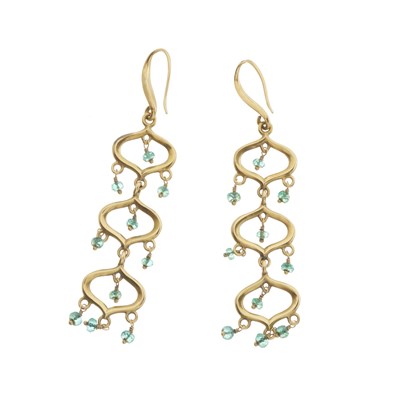 Lot 51 - A pair of 18ct gold emerald drop earrings