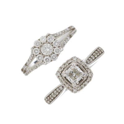 Lot 196 - Two 18ct gold diamond cluster rings