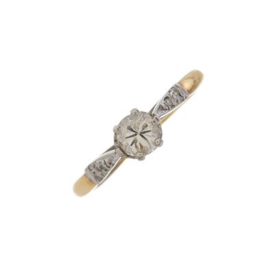 Lot 181 - A mid 20th century 18ct gold and platinum diamond single-stone ring