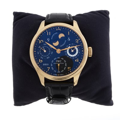 Lot 265 - IWC, an 18ct gold Portuguese Perpetual Calendar Double Moon wrist watch