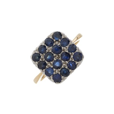 Lot 126 - A mid 20th century 18ct gold and platinum sapphire cluster dress ring
