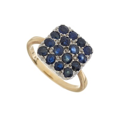 Lot 126 - A mid 20th century 18ct gold and platinum sapphire cluster dress ring