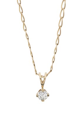 Lot 135 - A diamond single-stone pendant, with chain