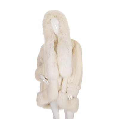 Lot 472 - A white mink and fox fur hooded coat,...