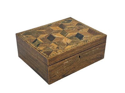 Lot 270 - A 19th century speciemn parquetry sewing box...