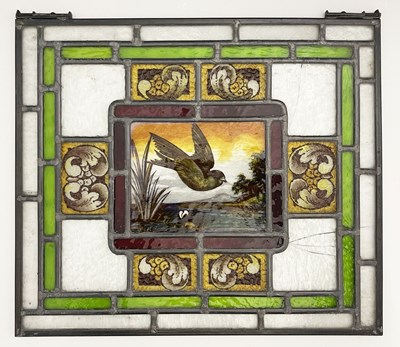 Lot 246 - Two Aesthetic Movement leaded glass panels,...