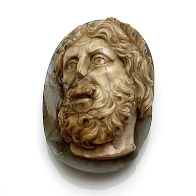 Lot 261 - A carved agate cameo of Marcus Aurelius, in...