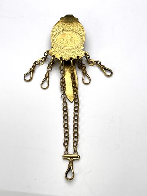 Lot 2 - An early Victorian gilt metal chatelaine belt...