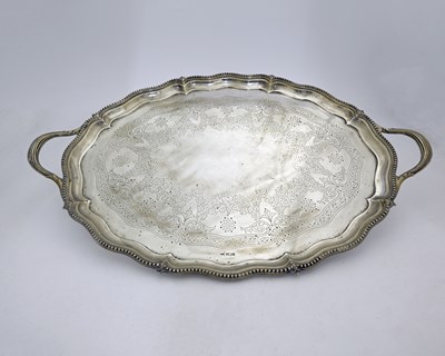 Lot 441 - A large Edwardian silver two-handle tray, of...