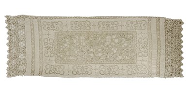 Lot 808 - A 17th century style lace pillow case, in the...