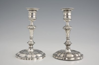 Lot 455 - A pair of Victorian silver candlesticks,...