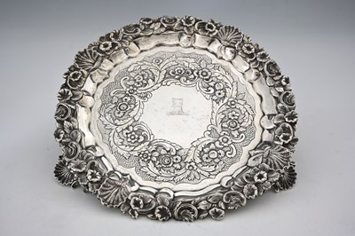 Lot 456 - A William IV silver salver, with cast and...