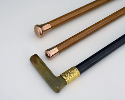 Lot 41 - Three walking canes, one with an ebonised...