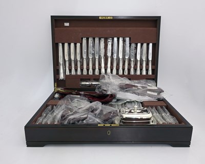 Lot 4 - A twentieth-century plated canteen of cutlery,...