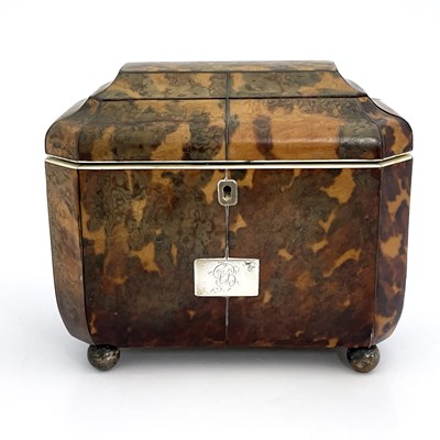 Lot 262 - A Regency tortoiseshell tea caddy, circa 1820,...