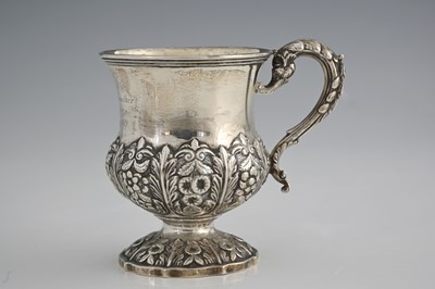 Lot 281 - A William IV silver mug, of baluster form, the...