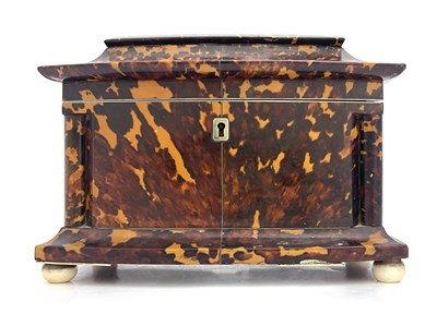 Lot 275 - A Regency tortoiseshell tea caddy, circa 1820,...