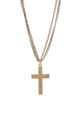 Lot 62 - A early 20th century 15ct gold cross pendant, with two chains