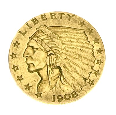 Lot 182 - USA, 2.5 Dollars, 1908, Indian Head