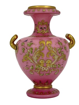 Lot 505 - A Continental pink cased enamelled and gilt...