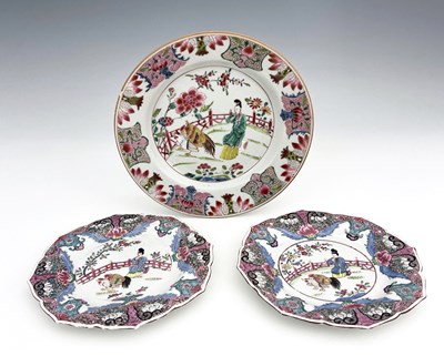 Lot 311 - A pair of Chinese famille rose plate and...