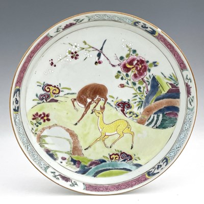 Lot 378 - A Chinese famille rose dish, enamelled with...