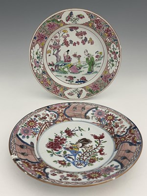 Lot 307 - Two Chinese famille rose plates, one painted...