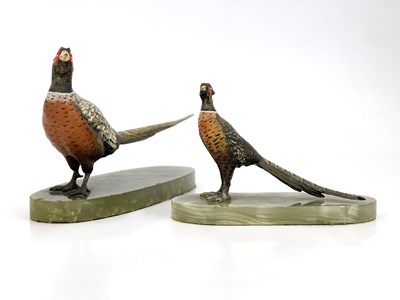 Lot 289 - Two cold-painted bronze models of a pheasant...