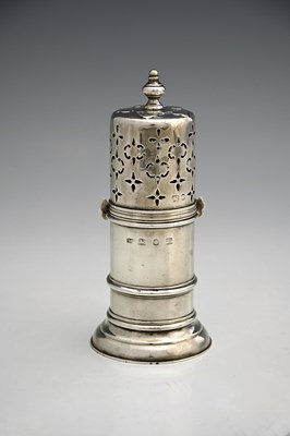 Lot 352 - A Victorian silver caster, of lighthouse form,...