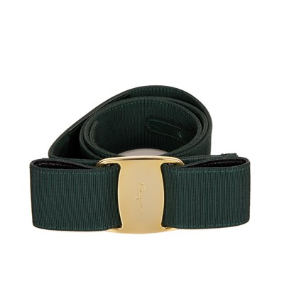 Lot 386 - Salvatore Ferragamo, a green grosgrain Vara Bow belt